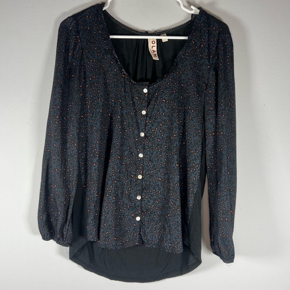 Anthropologie Dolan Marilyn Button Front Cheetah Print Top small - Picture 4 of 8